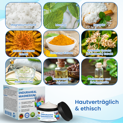 Timilk® EnduraHeal Magnesium Schmerz­Linderungs­creme ⚕️(Behandelt Arthritis, Neuropathie, Rheuma, Sportverletzungen und mehr)
