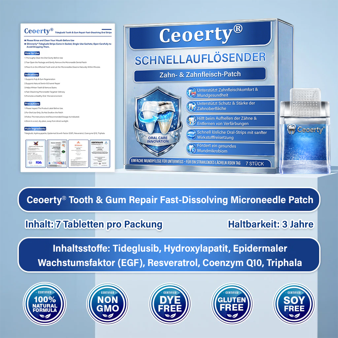 Ceoerty® Zahn- und Zahnfleischpflege – schnell lösliches Mikronadel-Pflaster✨