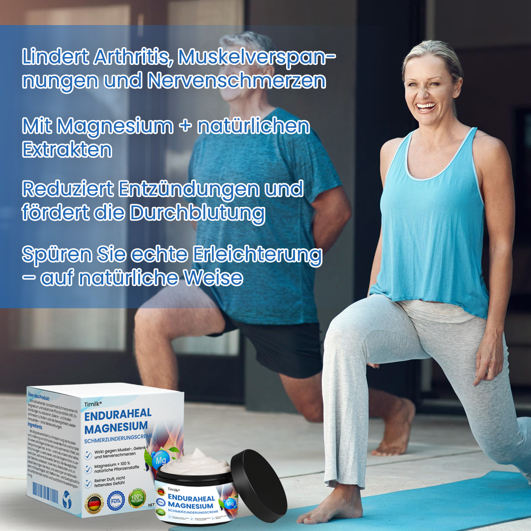 Timilk® EnduraHeal Magnesium Schmerz­Linderungs­creme ⚕️(Behandelt Arthritis, Neuropathie, Rheuma, Sportverletzungen und mehr)