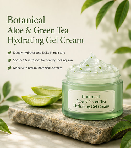 Feuchtigkeitsspendende Gel-Creme mit Aloe und grünem Tee
