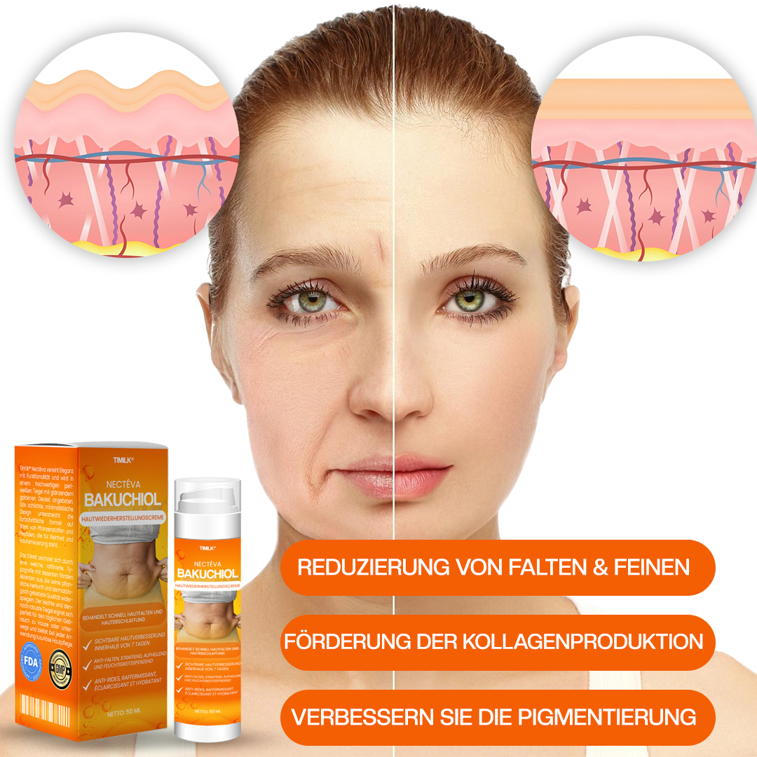 Timilk® Nectéva Bakuchiol Hautwiederherstellungscreme - (Anti-Aging, Feuchtigkeitsspendend, Hautstraffend & Lifting)