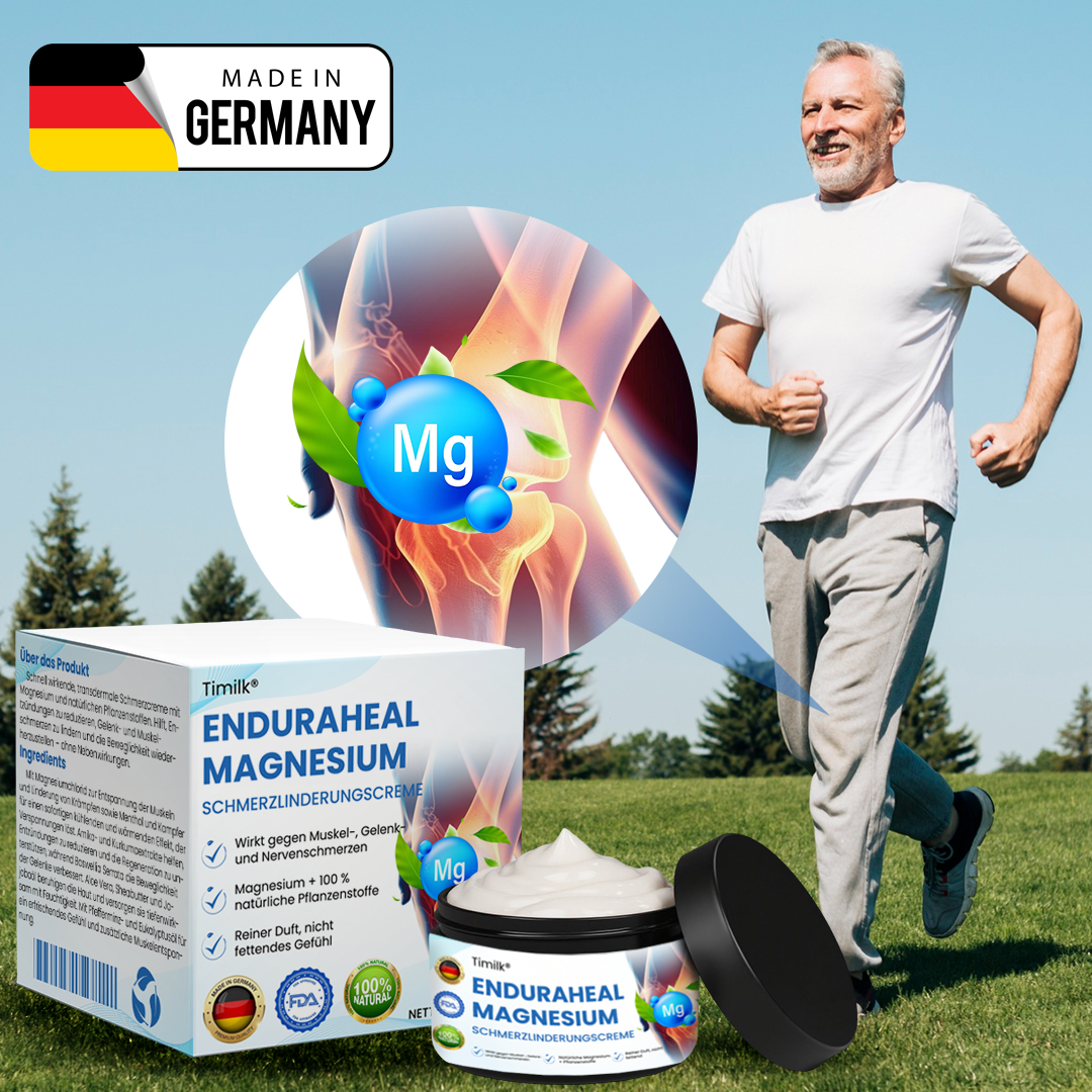 Timilk® EnduraHeal Magnesium Schmerz­Linderungs­creme ⚕️(Behandelt Arthritis, Neuropathie, Rheuma, Sportverletzungen und mehr)